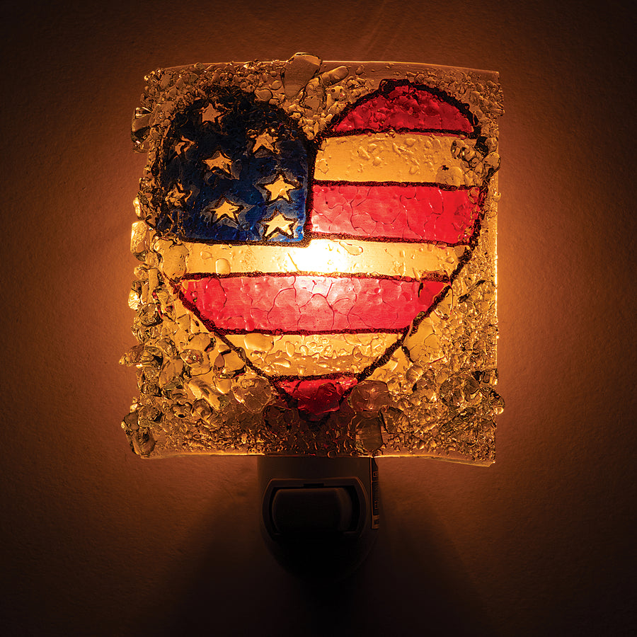 Recycled Glass Americana Heart Nightlight (Preorder)
