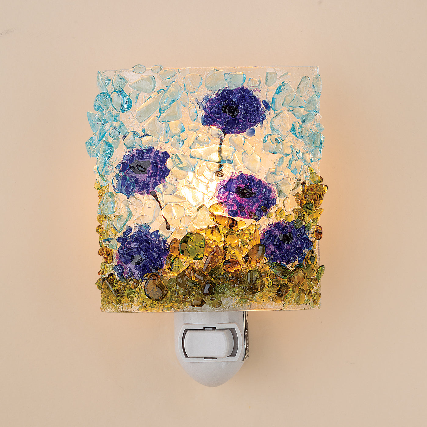 Recycled Glass Purple Wildflowers Nightlight