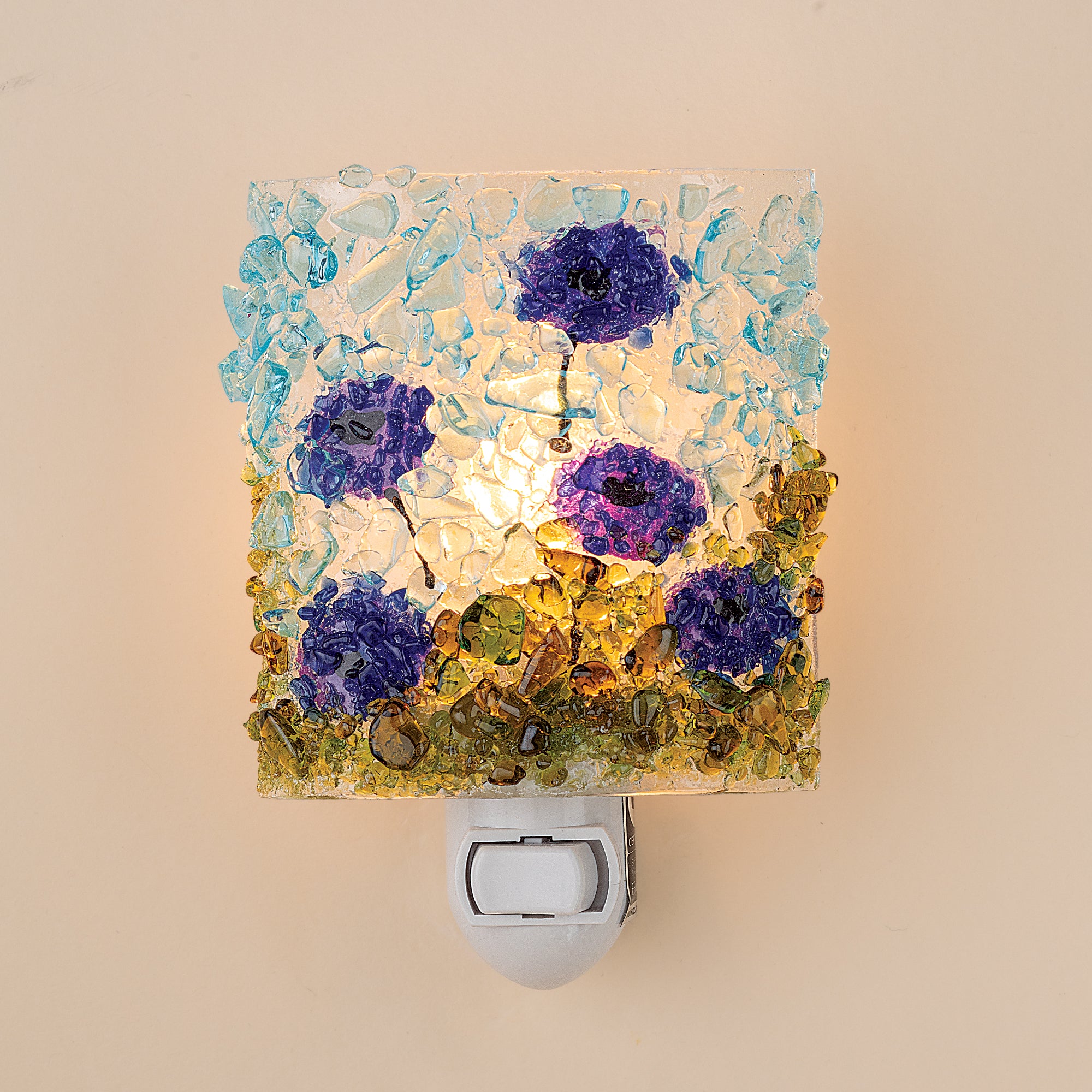 Recycled Glass Purple Wildflowers Nightlight