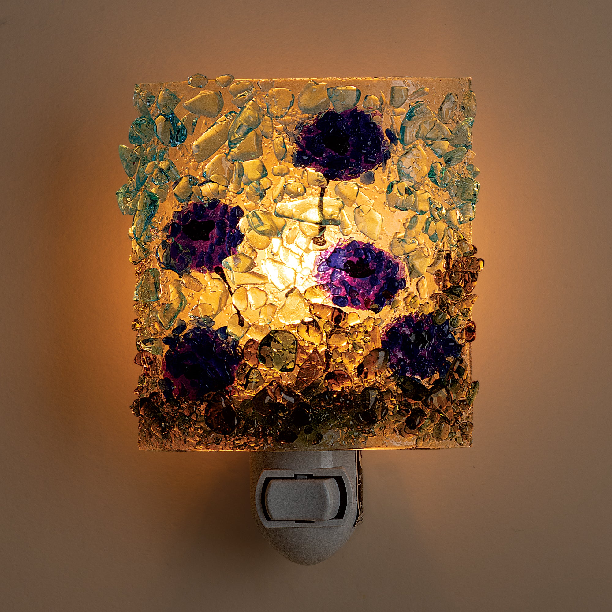Recycled Glass Purple Wildflowers Nightlight