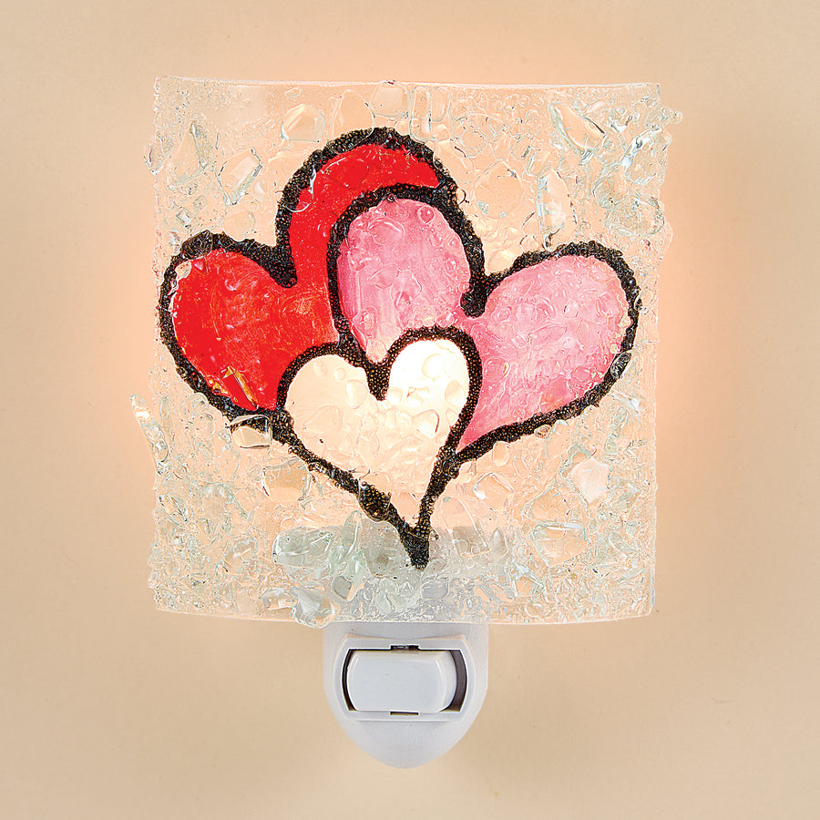 Recycled Glass Triple Heart Nightlight (Preorder)