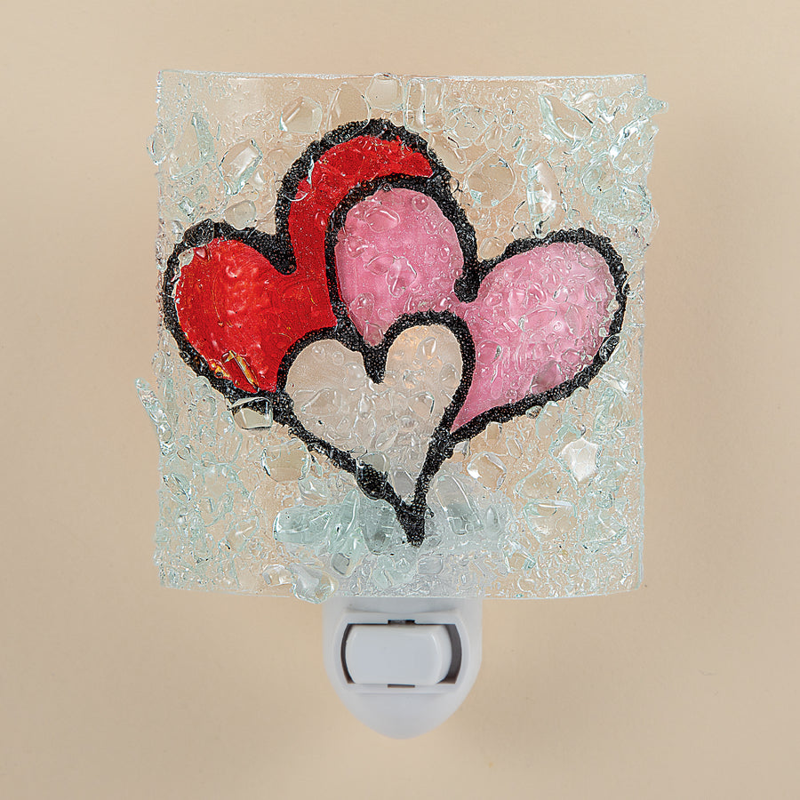 Recycled Glass Triple Heart Nightlight (Preorder)