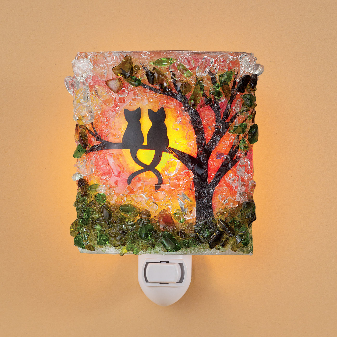 Recycled Glass Cats & Sunset Nightlight