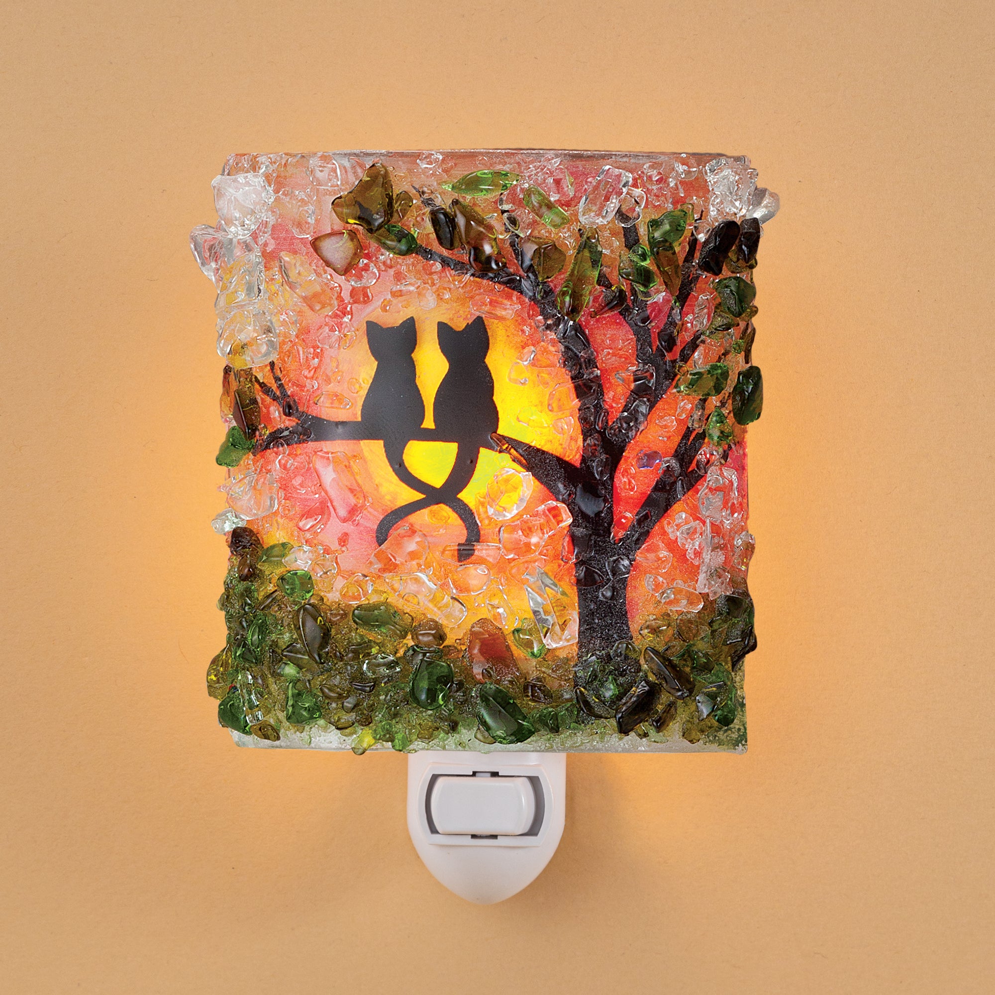 Recycled Glass Cats & Sunset Nightlight
