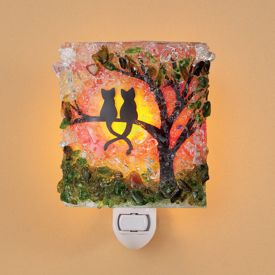 Recycled Glass Cats & Sunset Nightlight