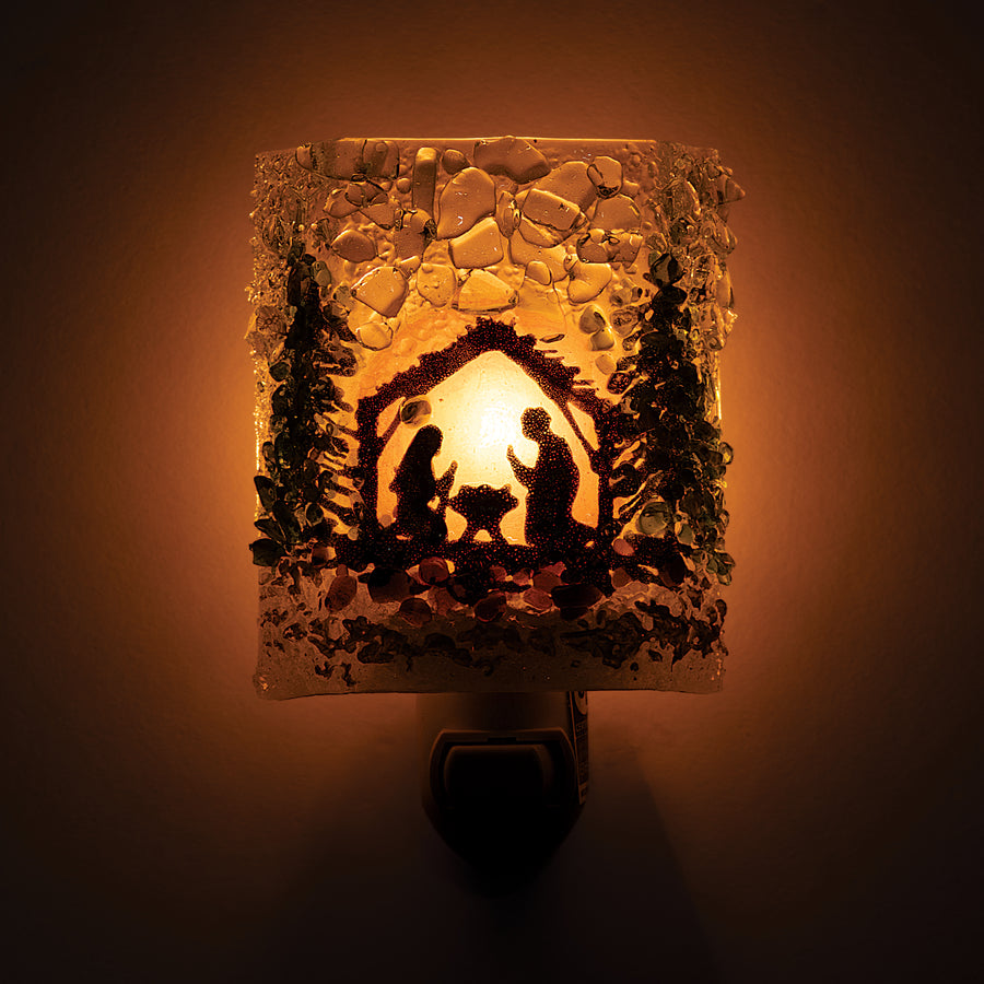 Recycled Glass Away In A Manger Nightlight
