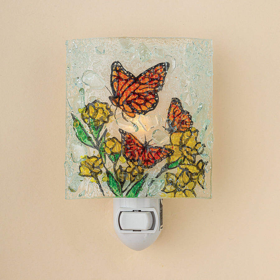 Recycled Glass Butterflies & Flowers Nightlight