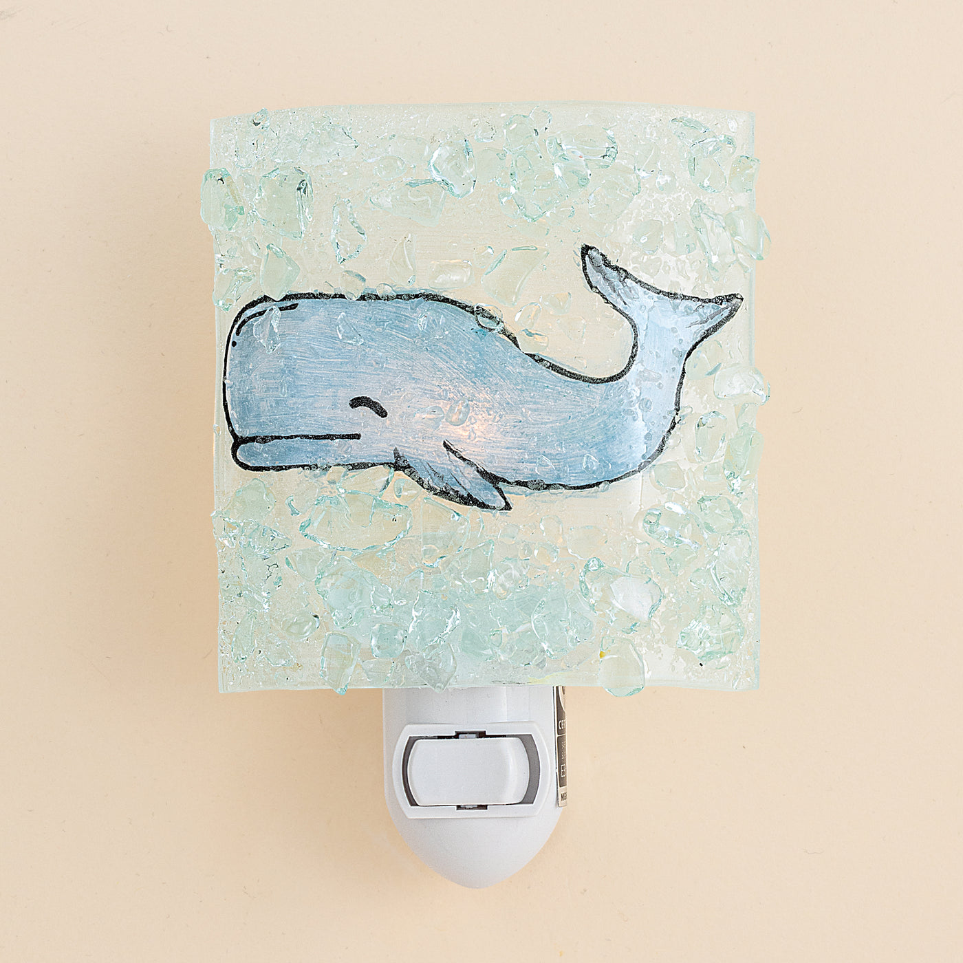 Recycled Glass Smiling Whale Nightlight