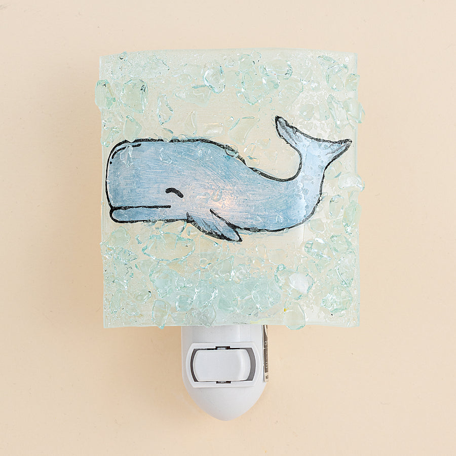Recycled Glass Smiling Whale Nightlight