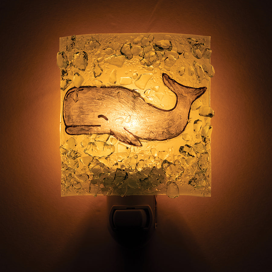 Recycled Glass Smiling Whale Nightlight