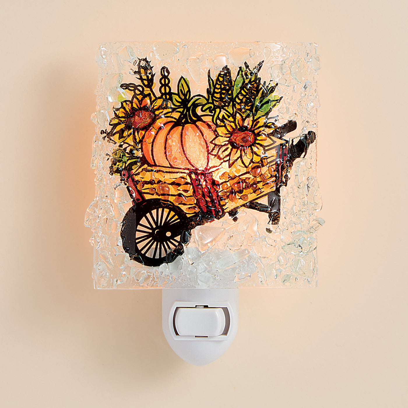 Recycled Glass Fall-Filled Wheelbarrow Nightlight