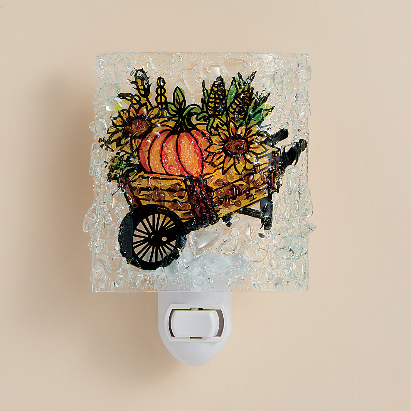 Recycled Glass Fall-Filled Wheelbarrow Nightlight