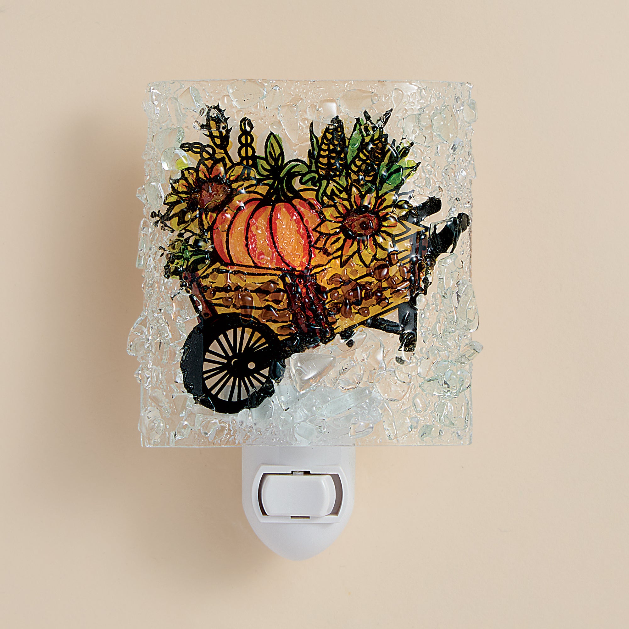 Recycled Glass Fall-Filled Wheelbarrow Nightlight