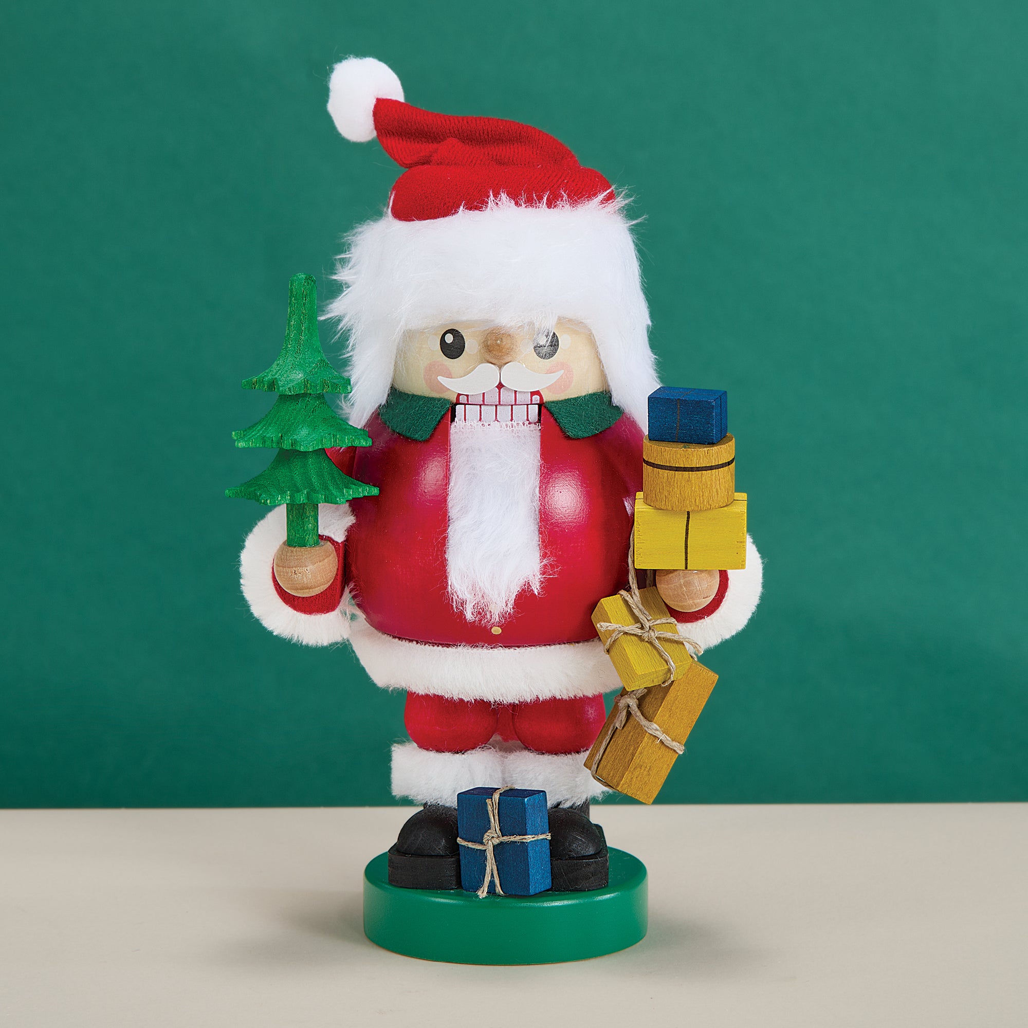 Hand-Carved German Nutcracker Santa with Gifts
