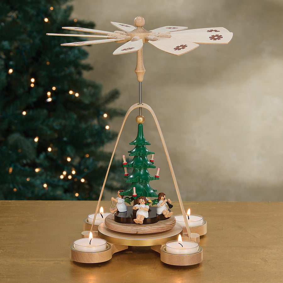 Wooden Christmas Tree & Angels Pyramid