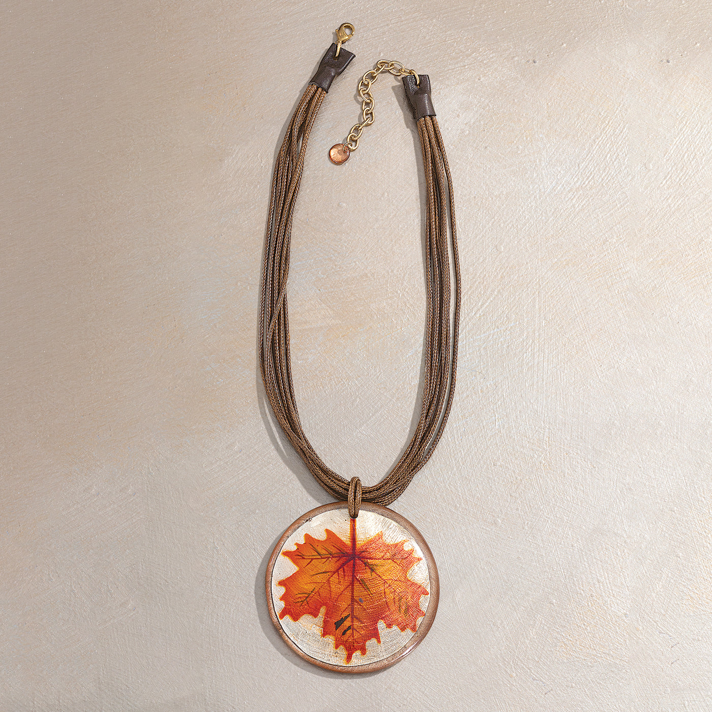 Capiz Shell Maple Leaf Pendant Necklace