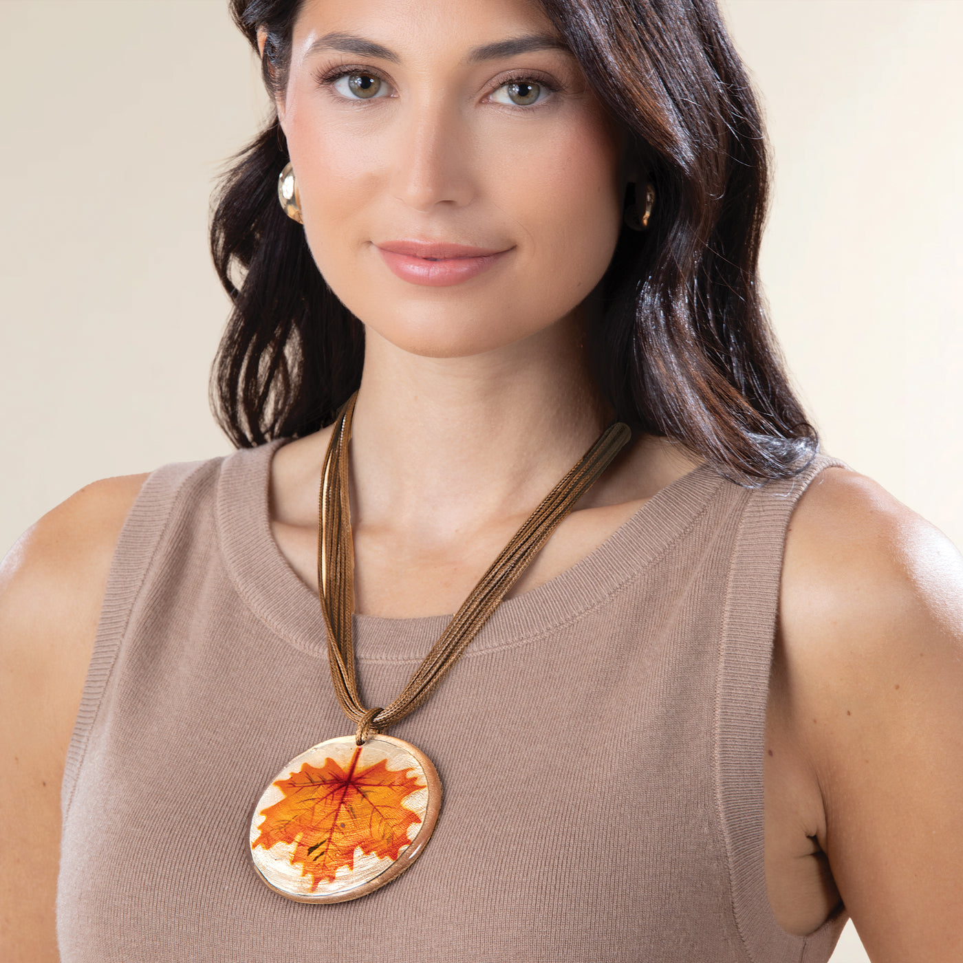 Capiz Shell Maple Leaf Pendant Necklace