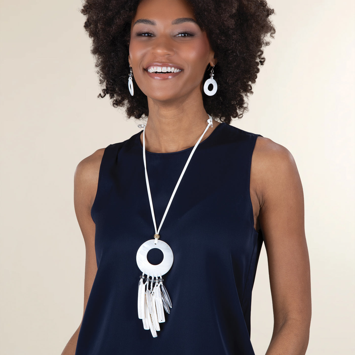 Fringed Kabibi Shell Necklace & Earrings Set (Preorder)