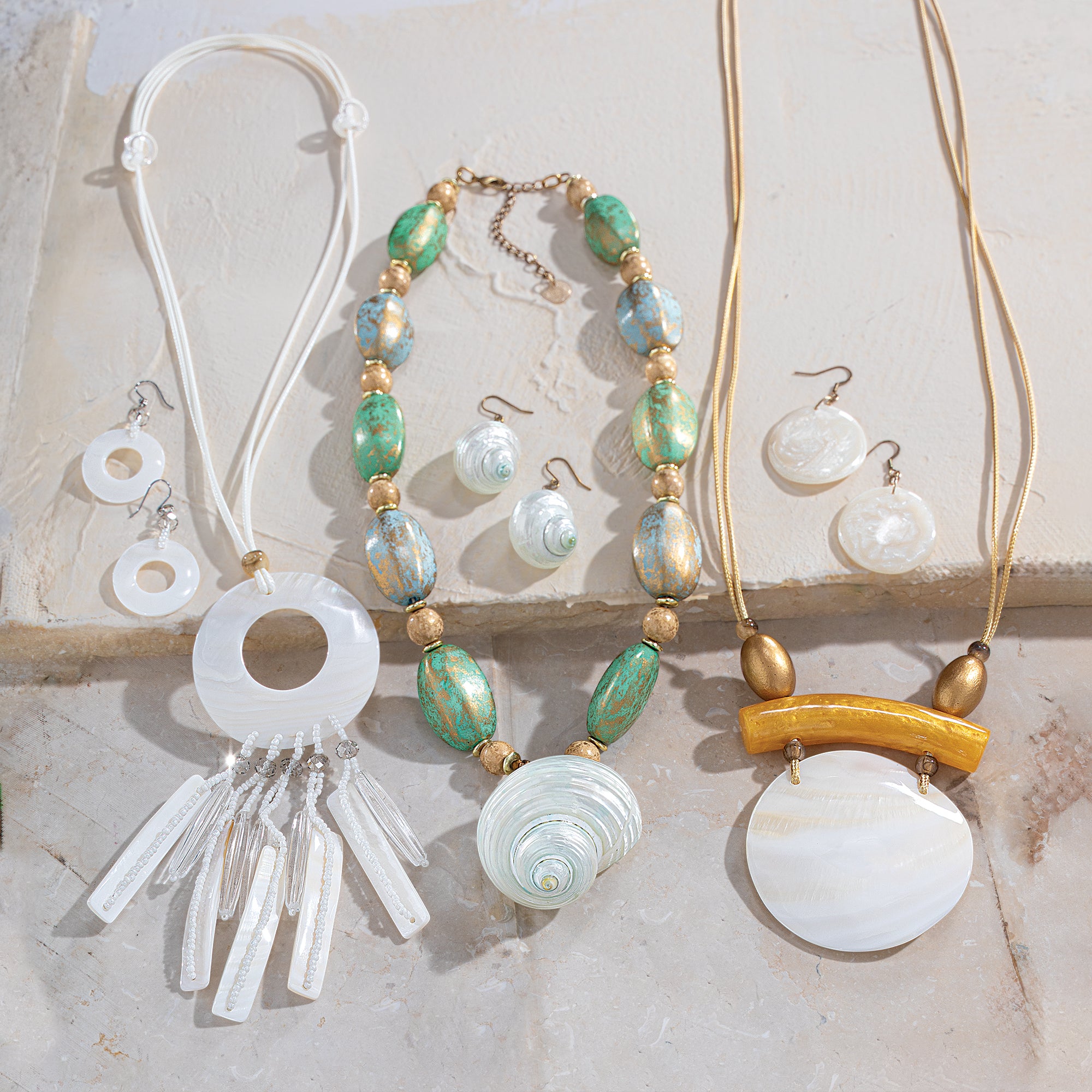 Fringed Kabibi Shell Necklace & Earrings Set (Preorder)