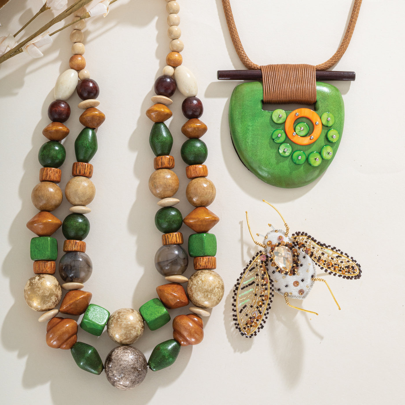 Marvelous Moss Double Strand Wood Bead Necklace (Preorder)