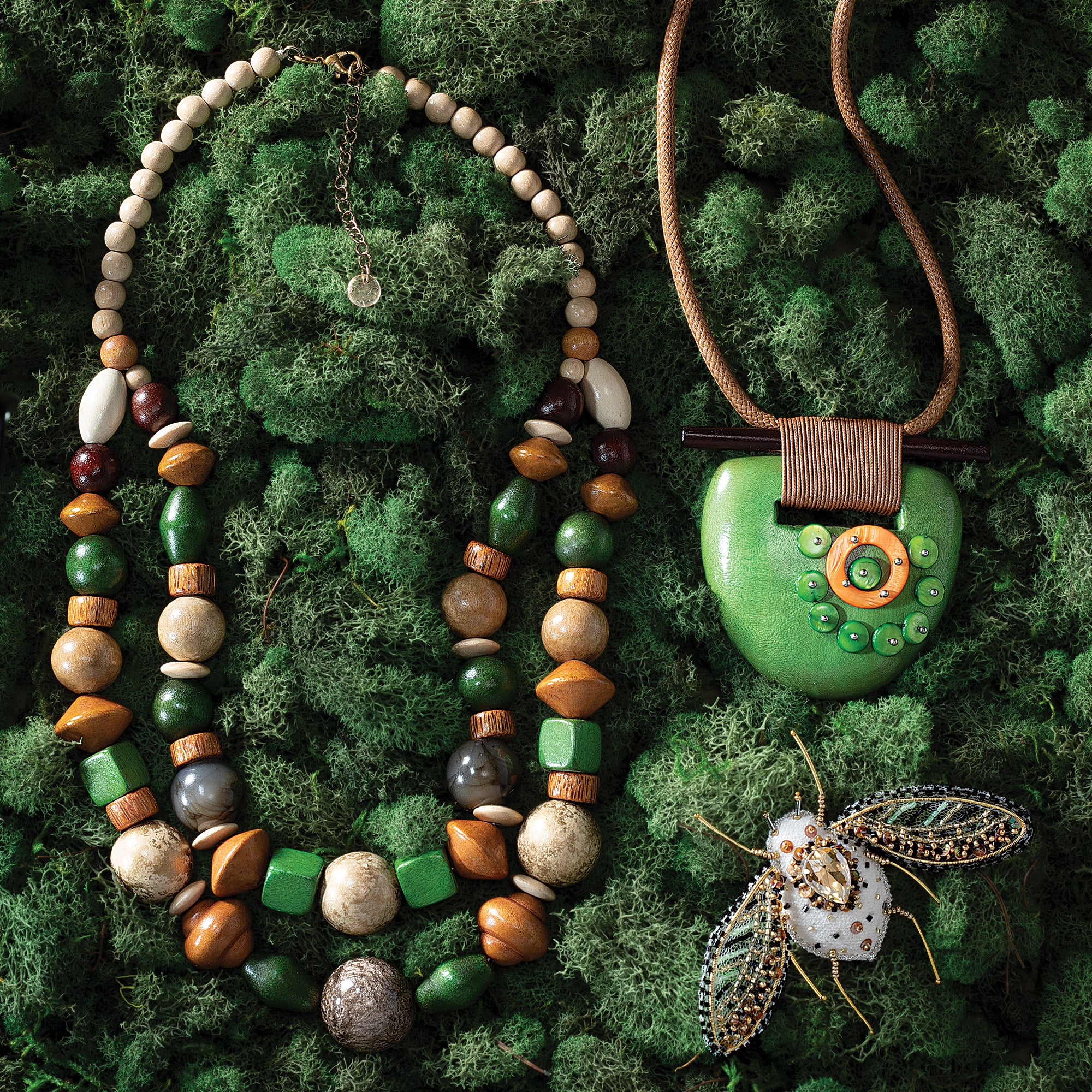 Marvelous Moss Abstract Organic Pendant Necklace (Preorder)