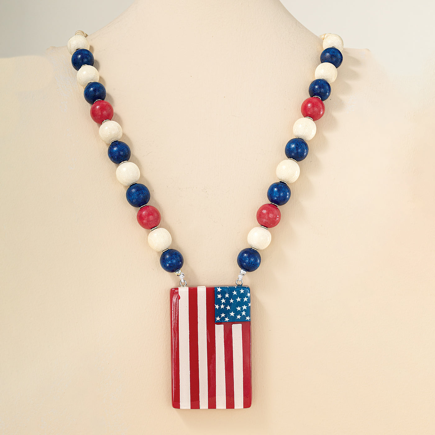 Flags & Fancy Wood Necklace
