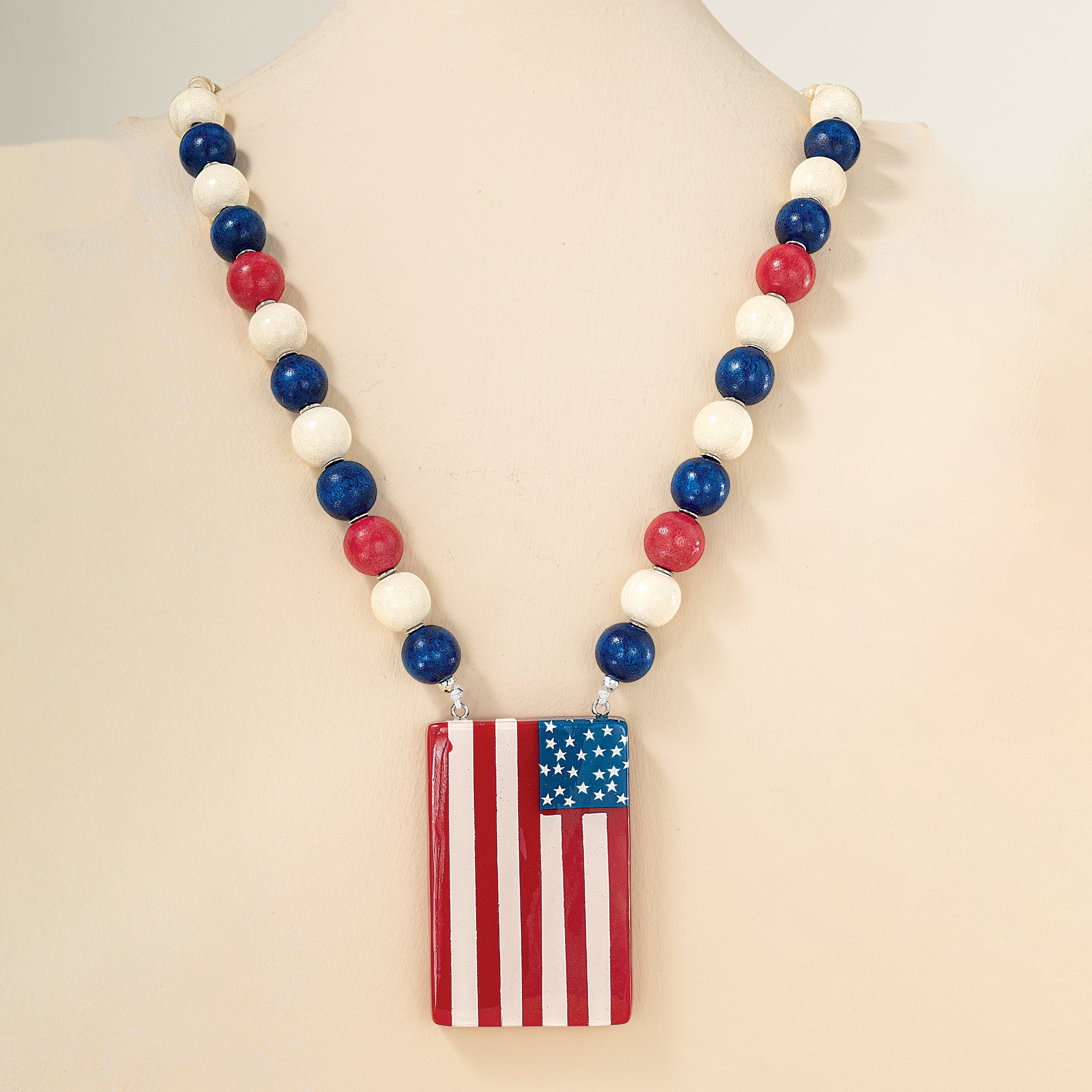 Flags & Fancy Wood Necklace