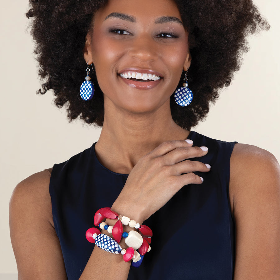 Flags & Fancy Wood Bracelets, Set of 3