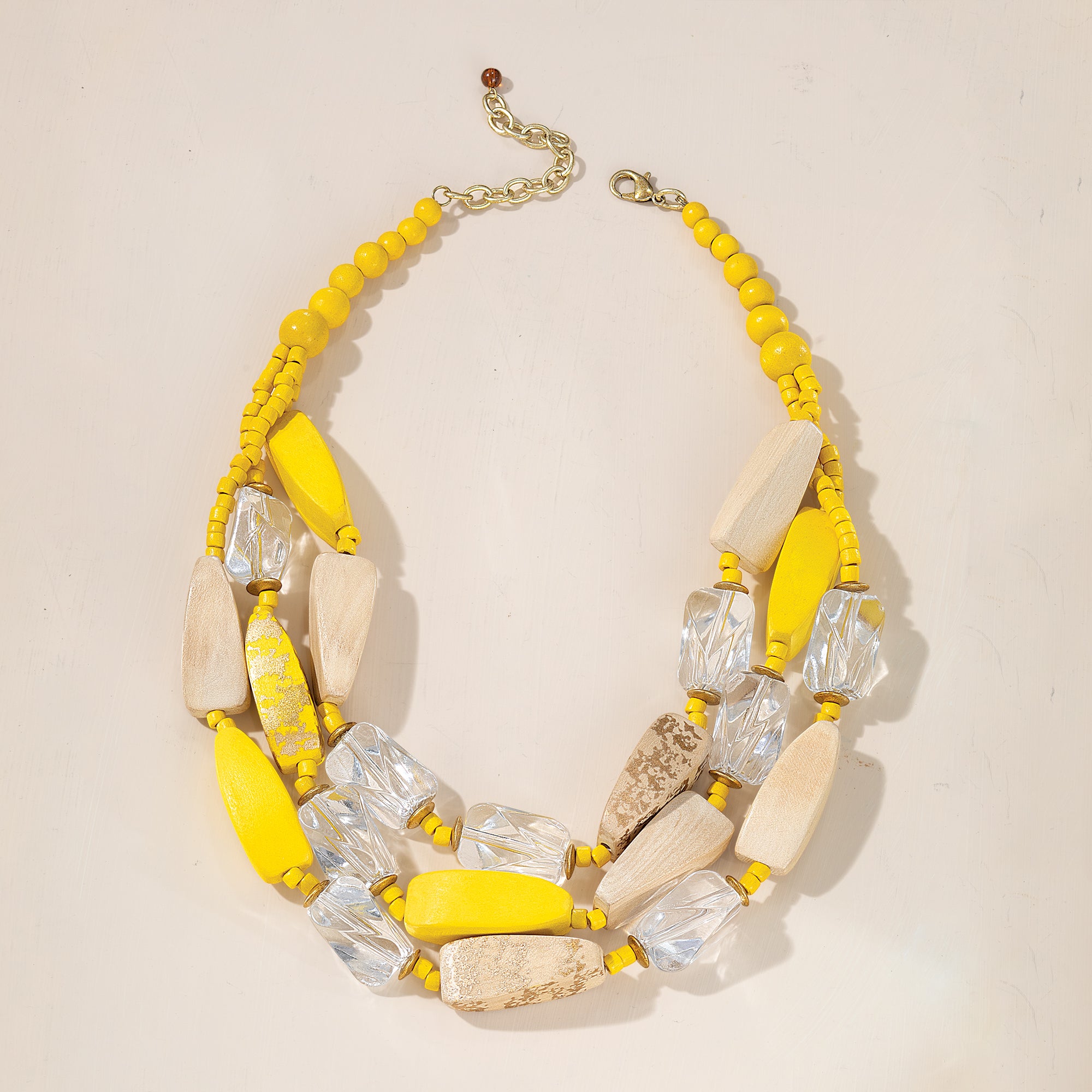 Hello Yellow Wood Multistrand Necklace