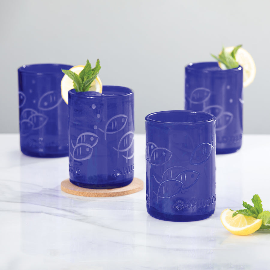 Going To School Recycled Glass Tumblers Set Of 4