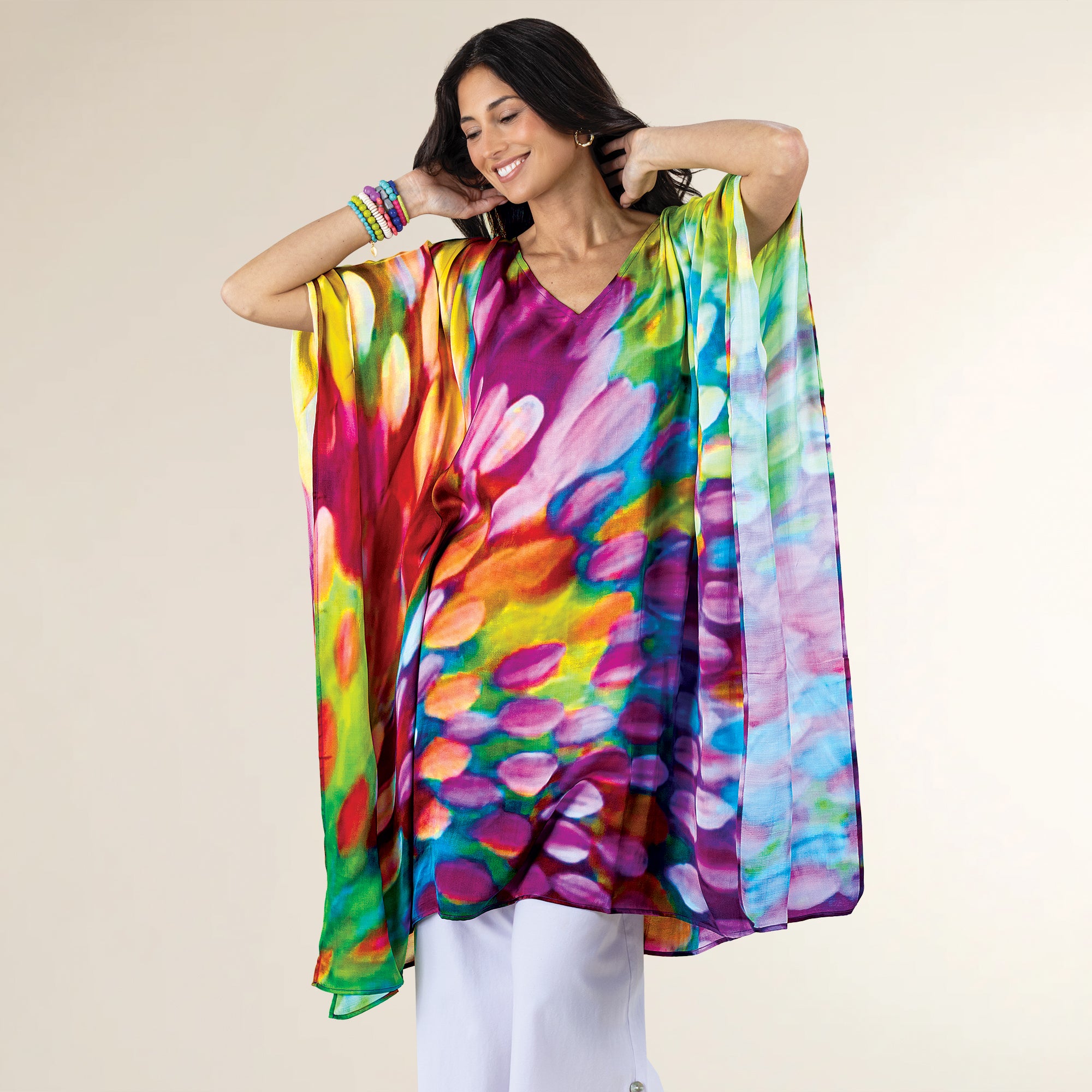Watercolor Peacock Kaftan (Preorder)