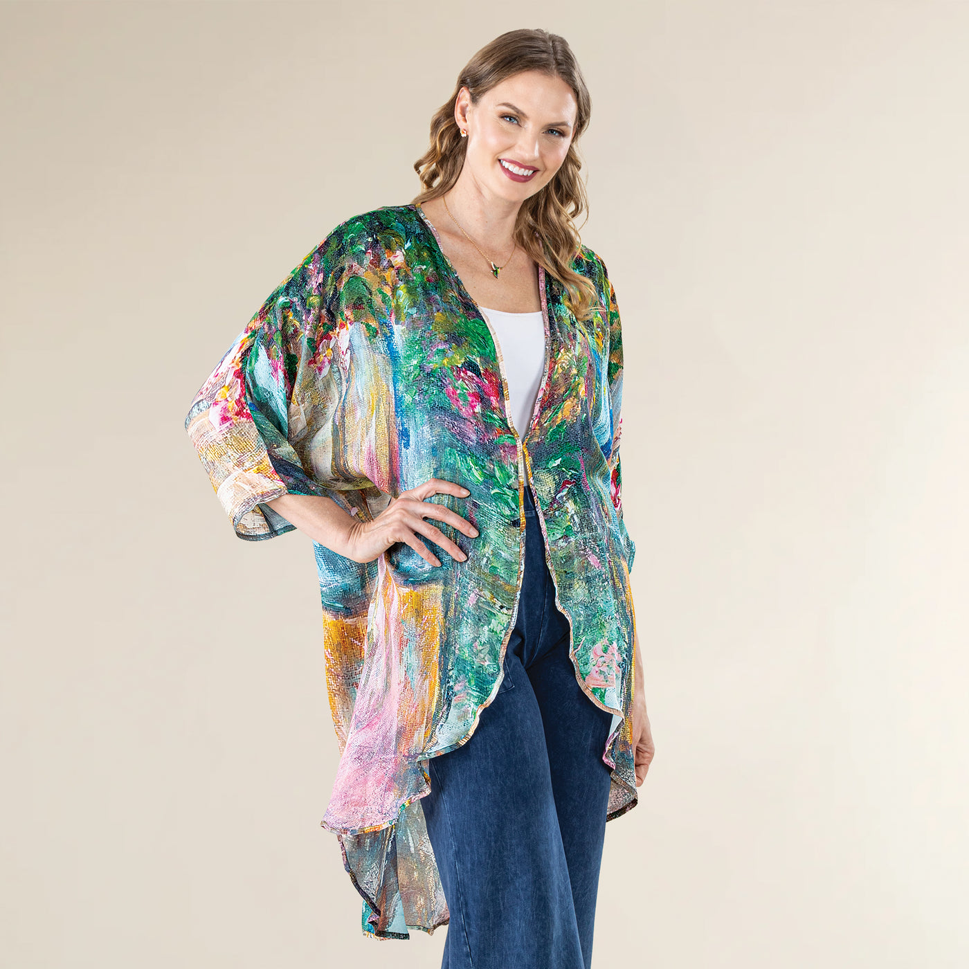 Impressionist-Era Garden Burnout Kimono