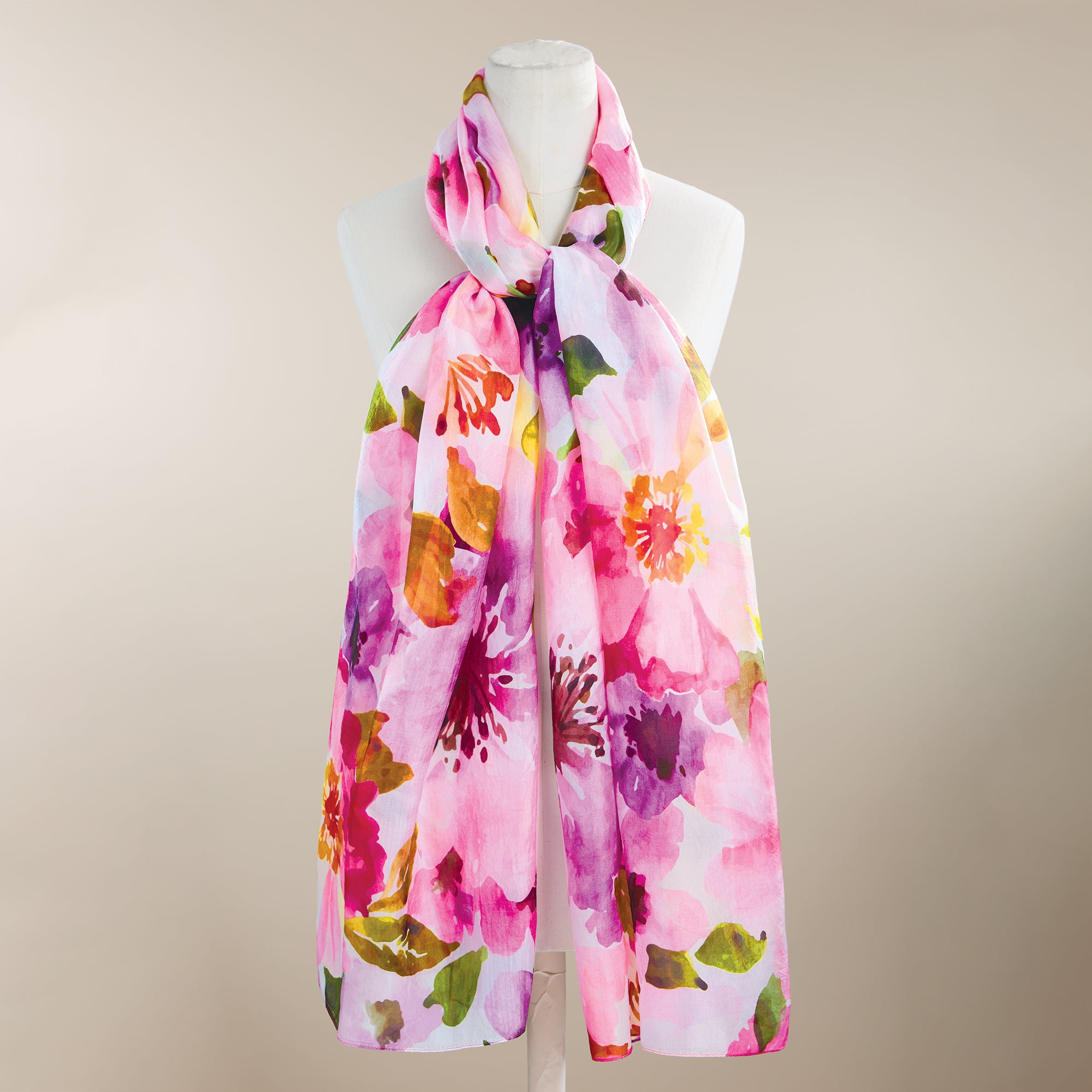 Pink Dahlia Silk Scarf (Preorder)