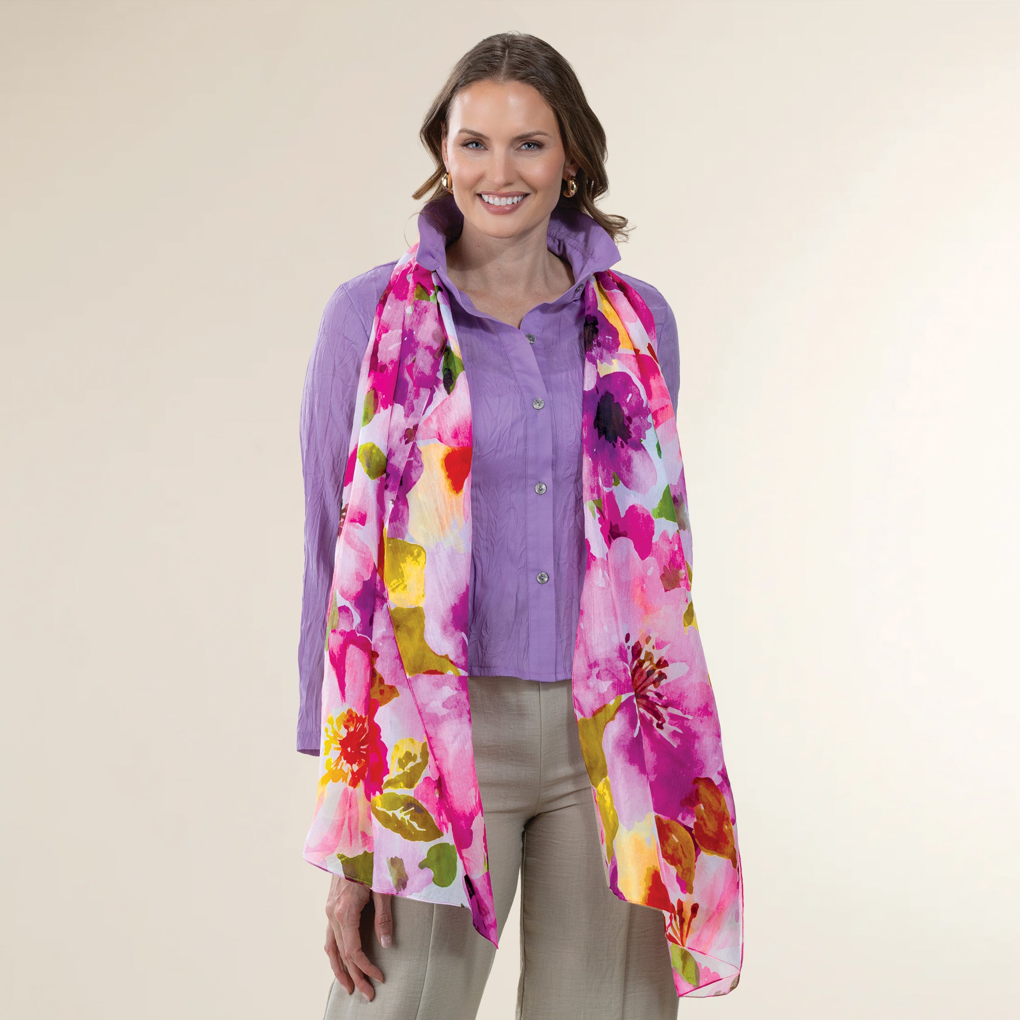 Pink Dahlia Silk Scarf (Preorder)