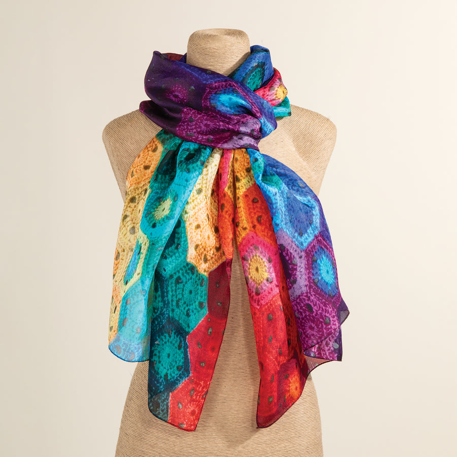Rainbow Crochet Pattern Silk Scarf