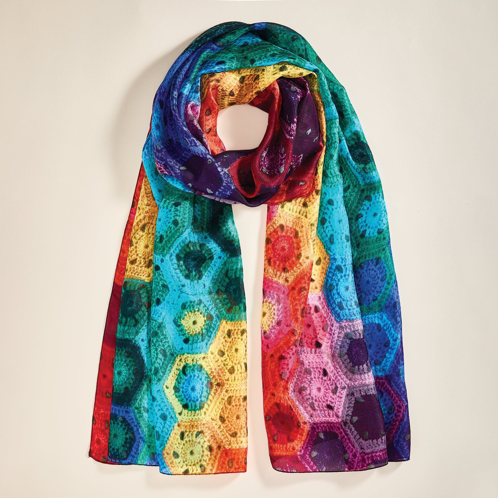 Rainbow Crochet Pattern Silk Scarf