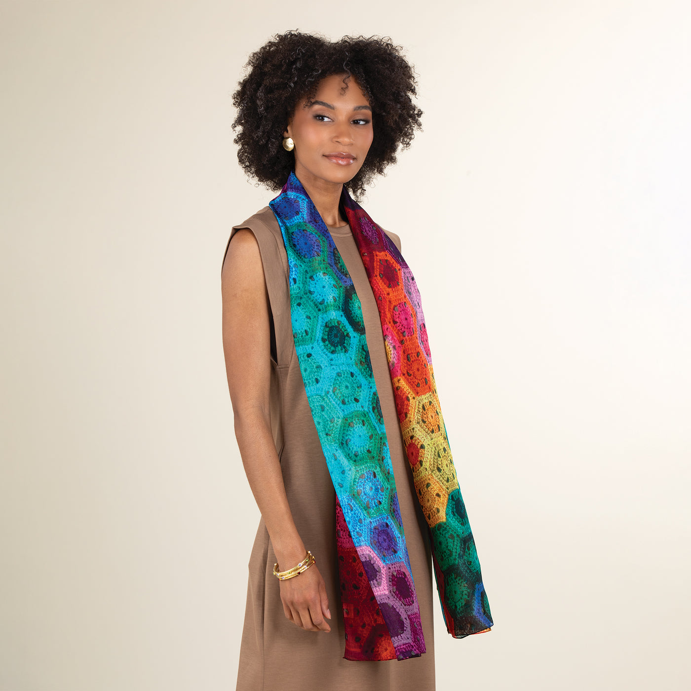 Rainbow Crochet Pattern Silk Scarf