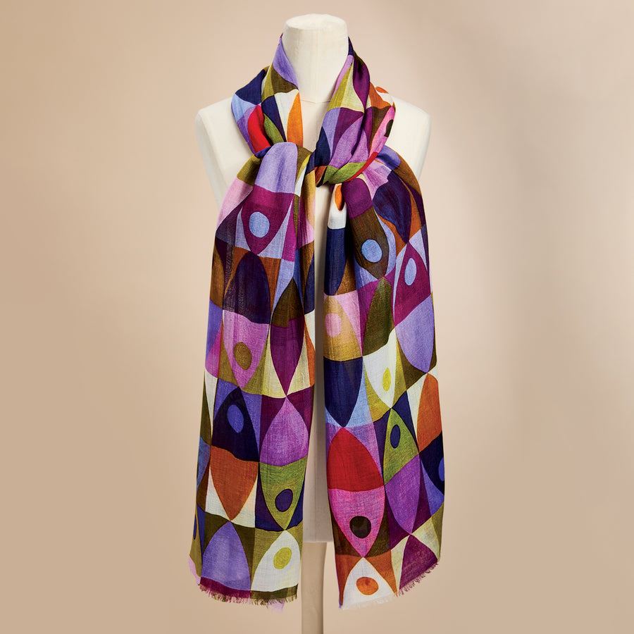 Attractive Abstract Shapes Silk Scarf (Preorder)