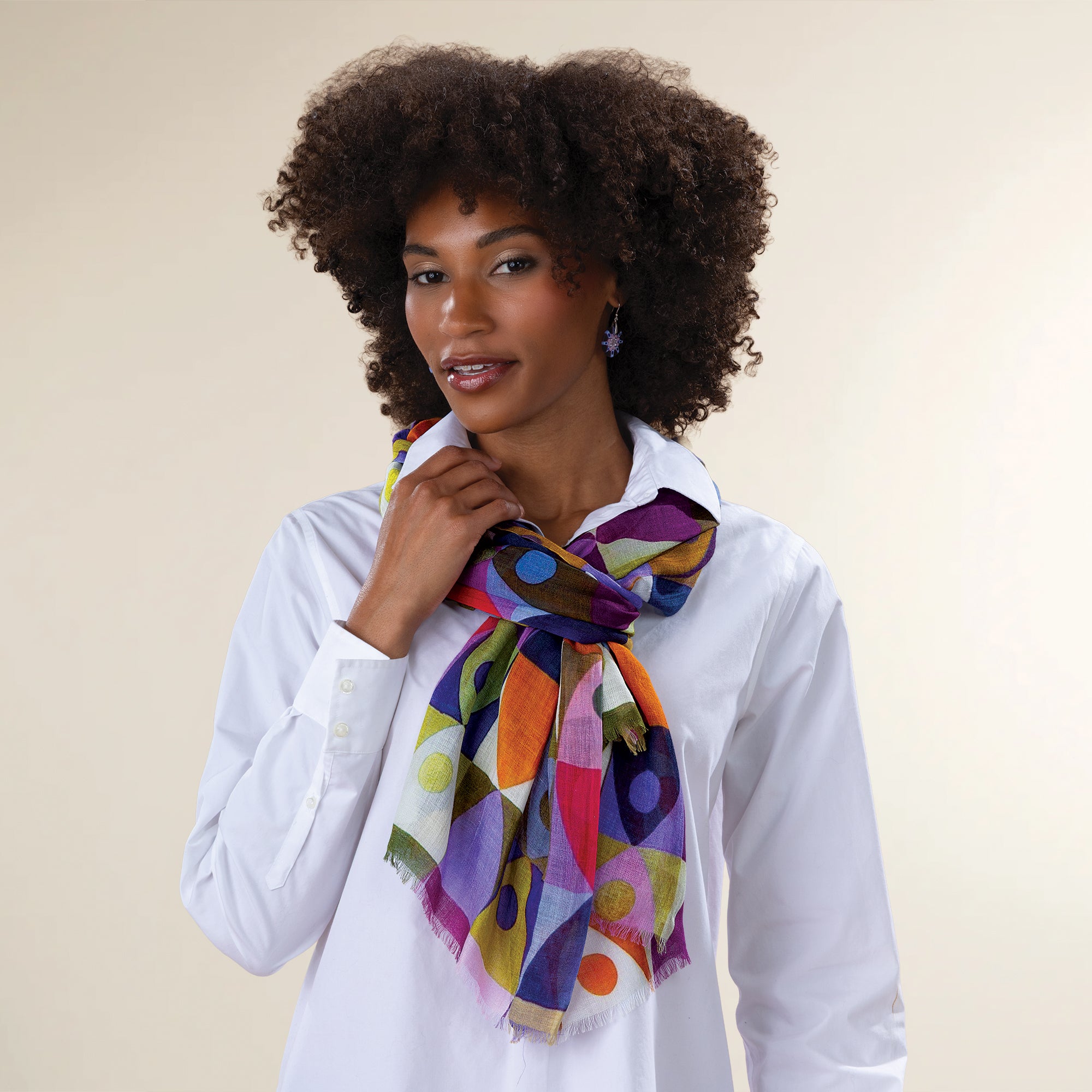 Attractive Abstract Shapes Silk Scarf (Preorder)