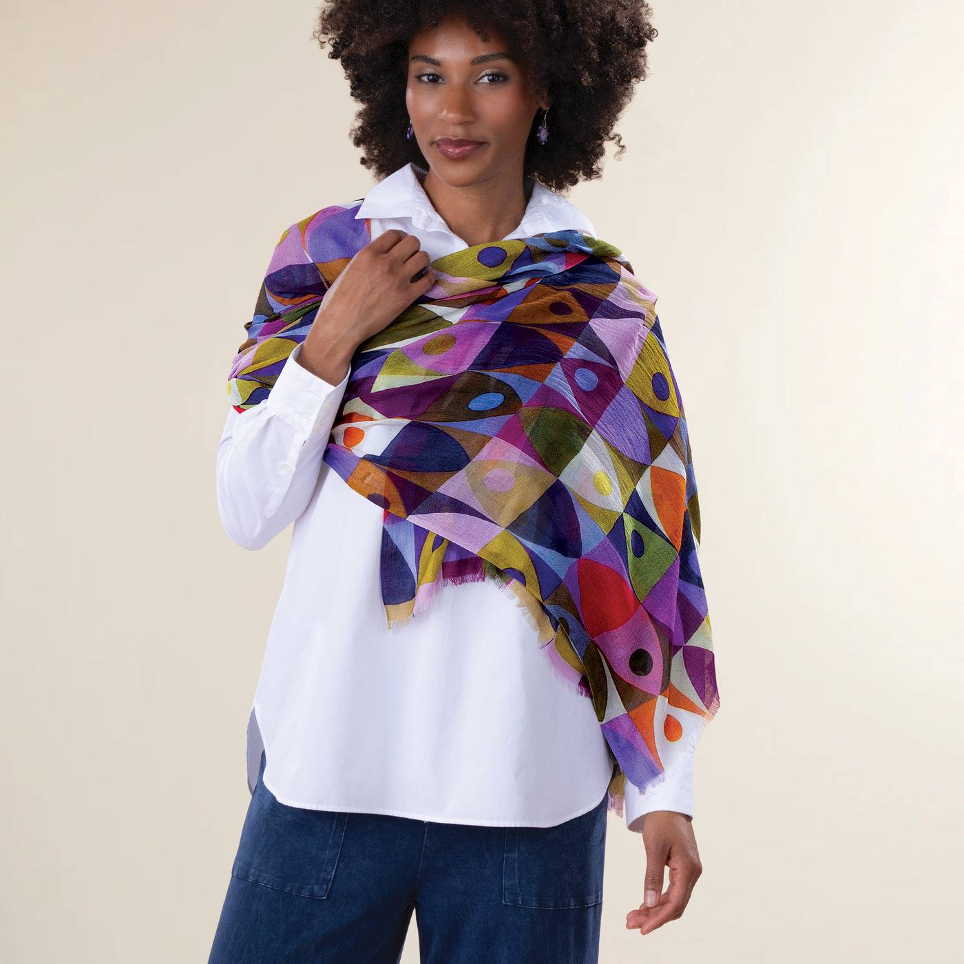 Attractive Abstract Shapes Silk Scarf (Preorder)