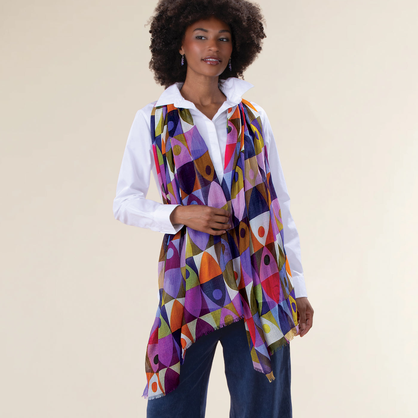 Attractive Abstract Shapes Silk Scarf (Preorder)