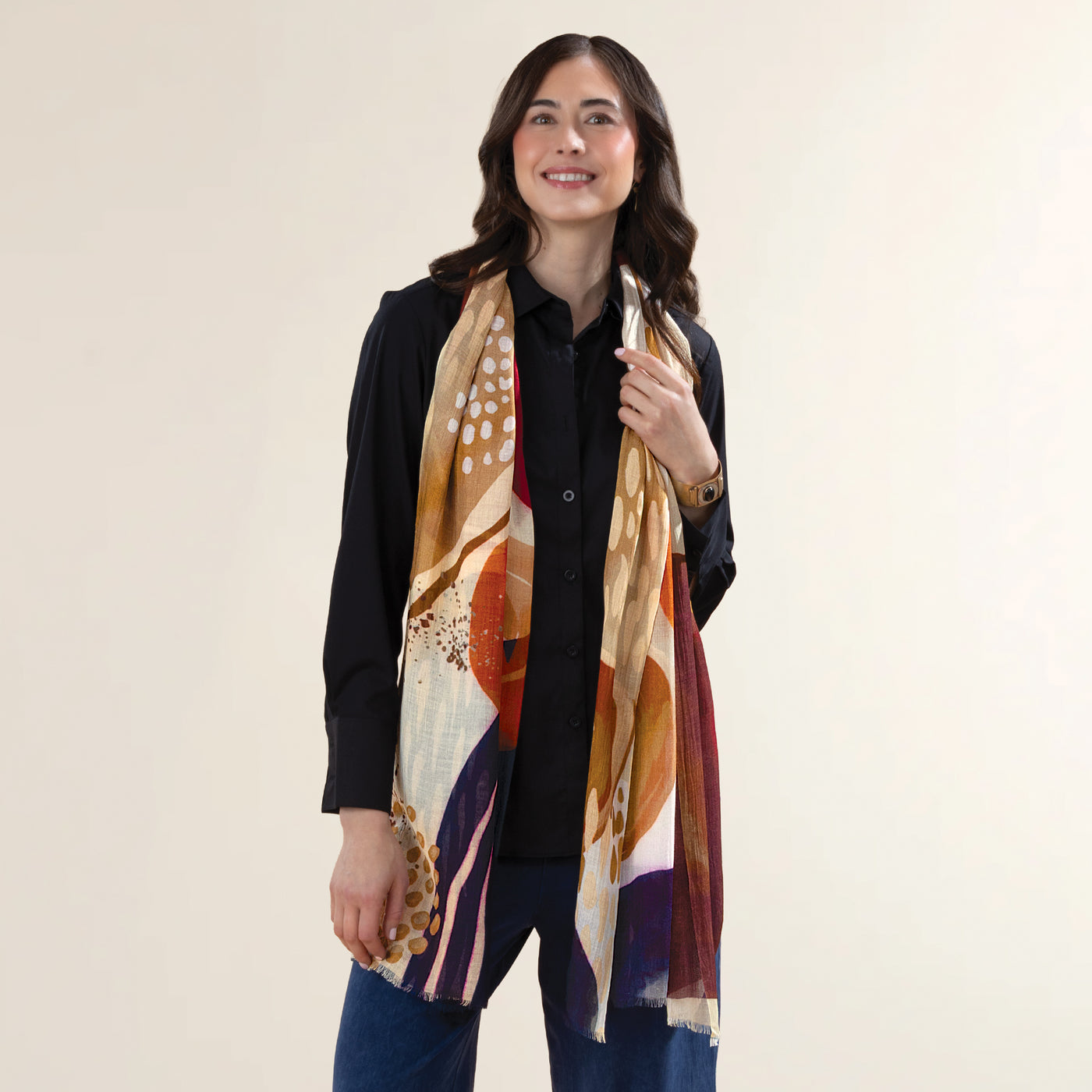 Abstract Paths Silk Blend Scarf (Preorder)