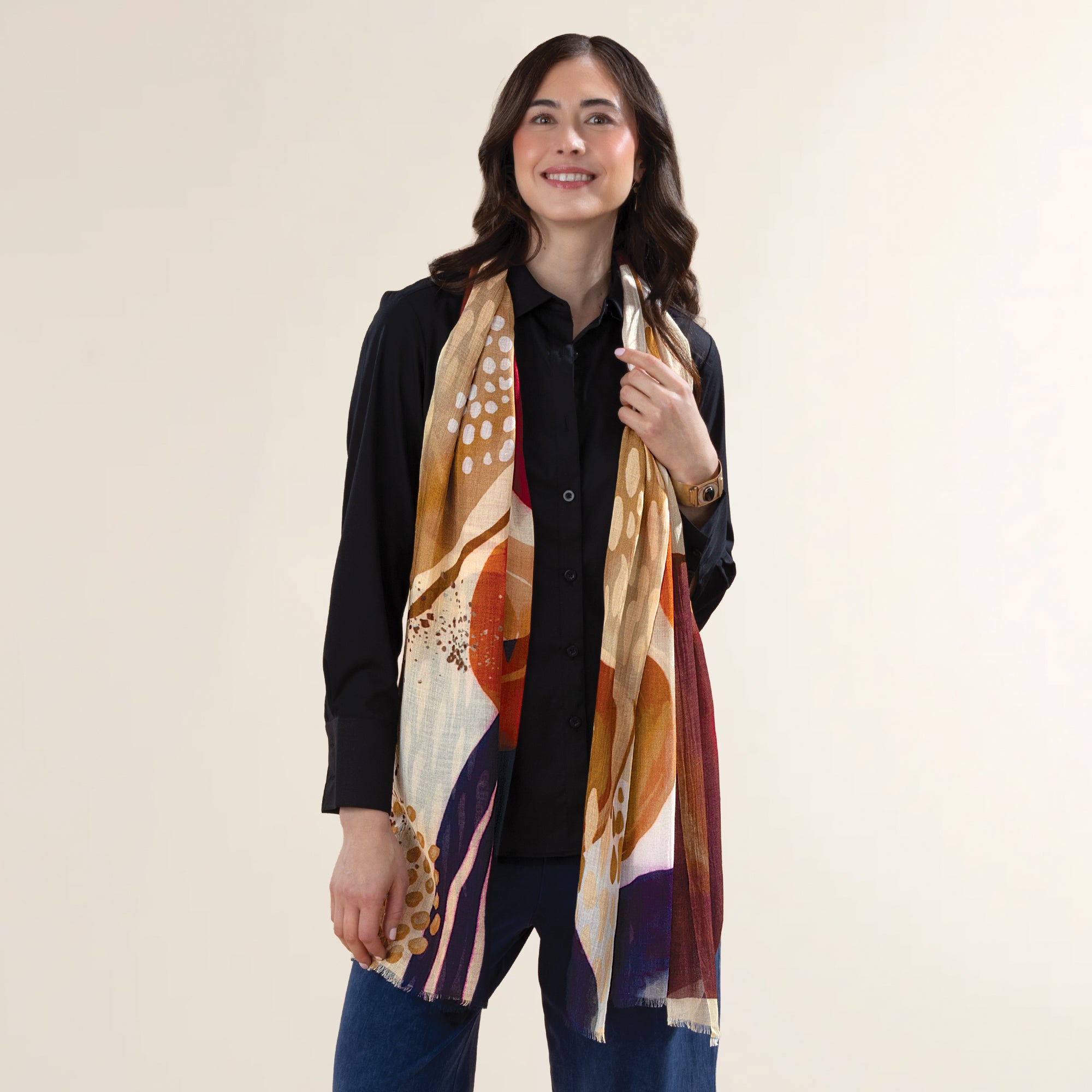 Abstract Paths Silk Blend Scarf (Preorder)