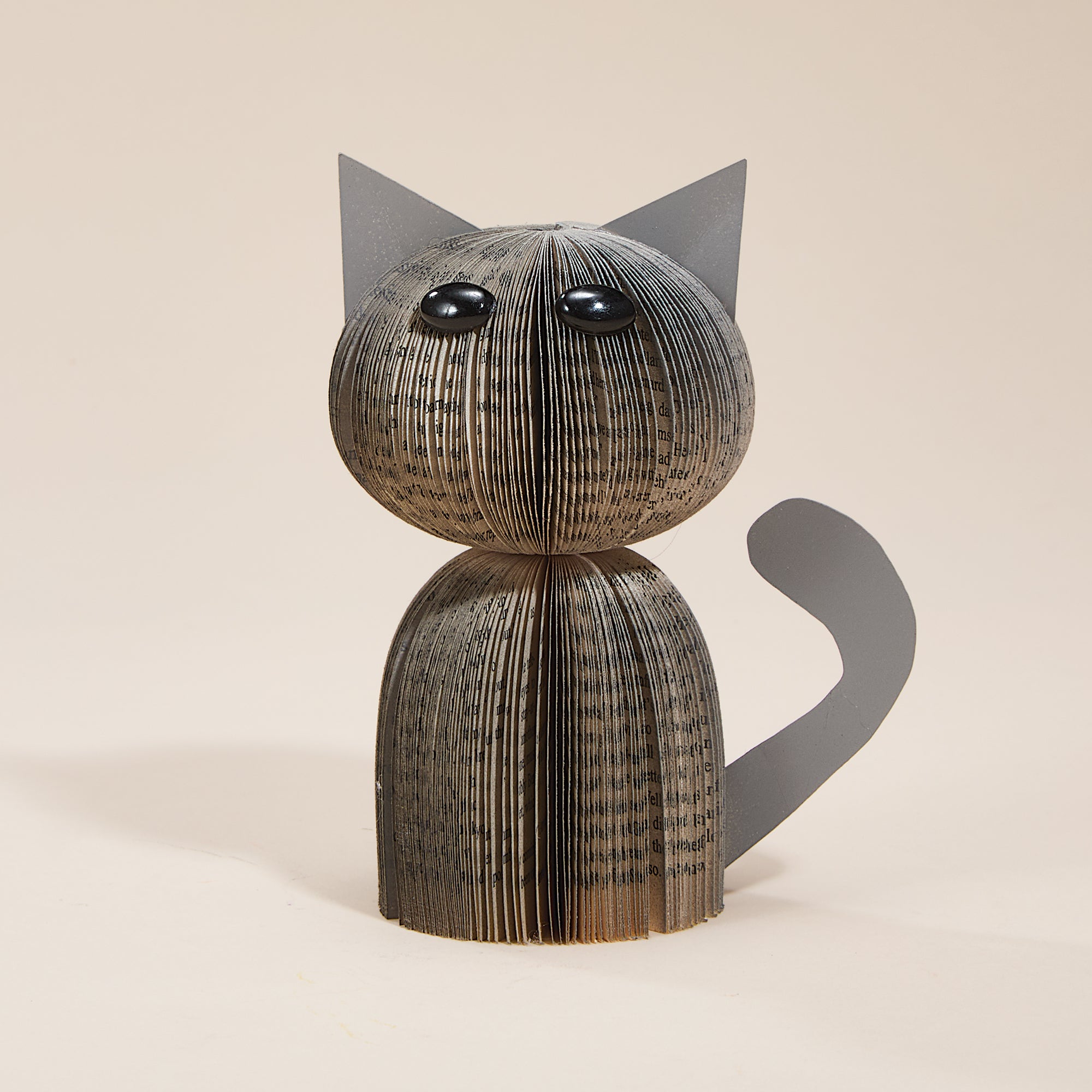 Upcycled Gray Cat Book Decor (Preorder)