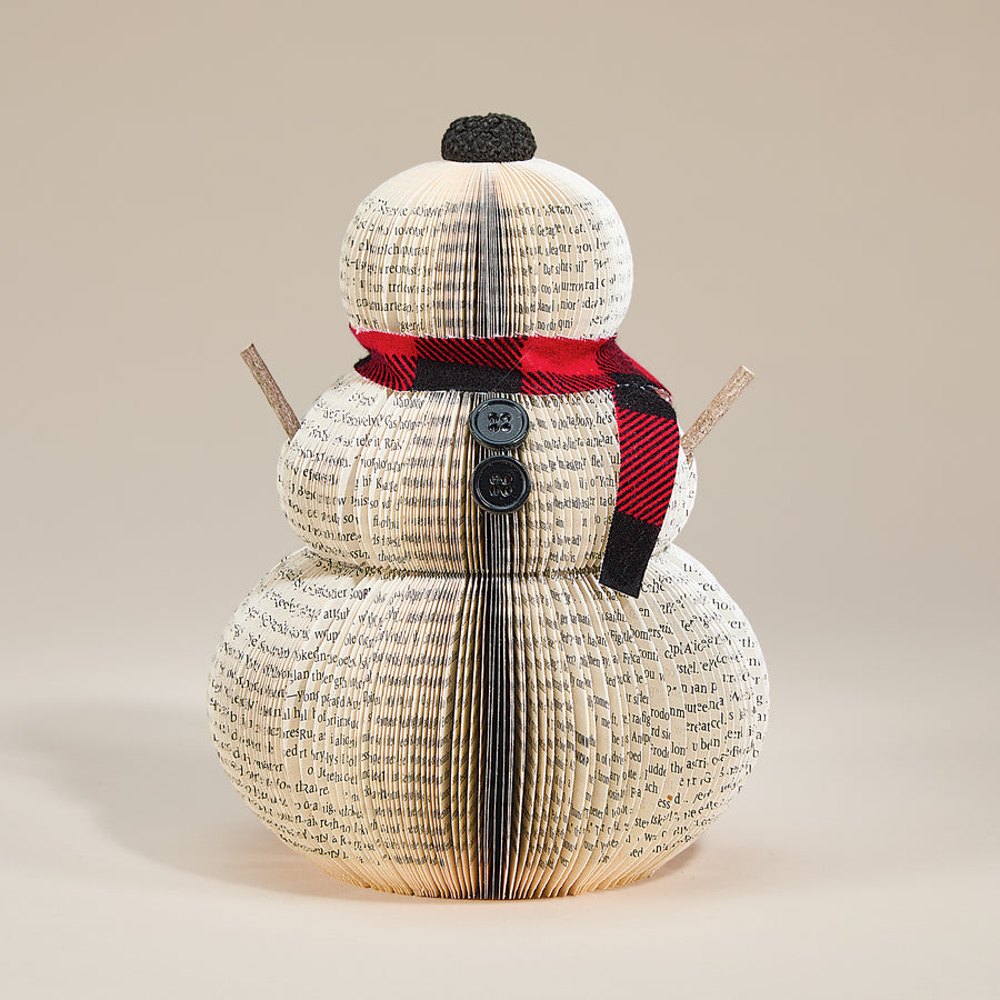 Upcycled Large Snowman Book Decor