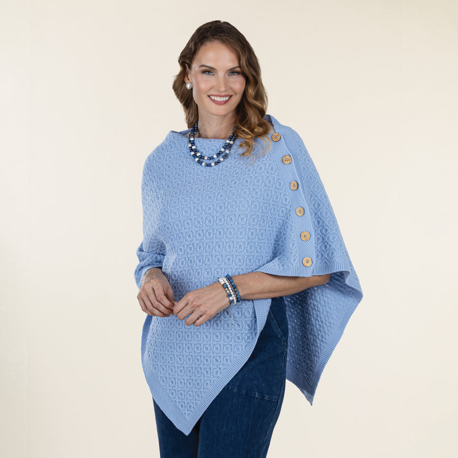 Sky Blue Lambswool Poncho