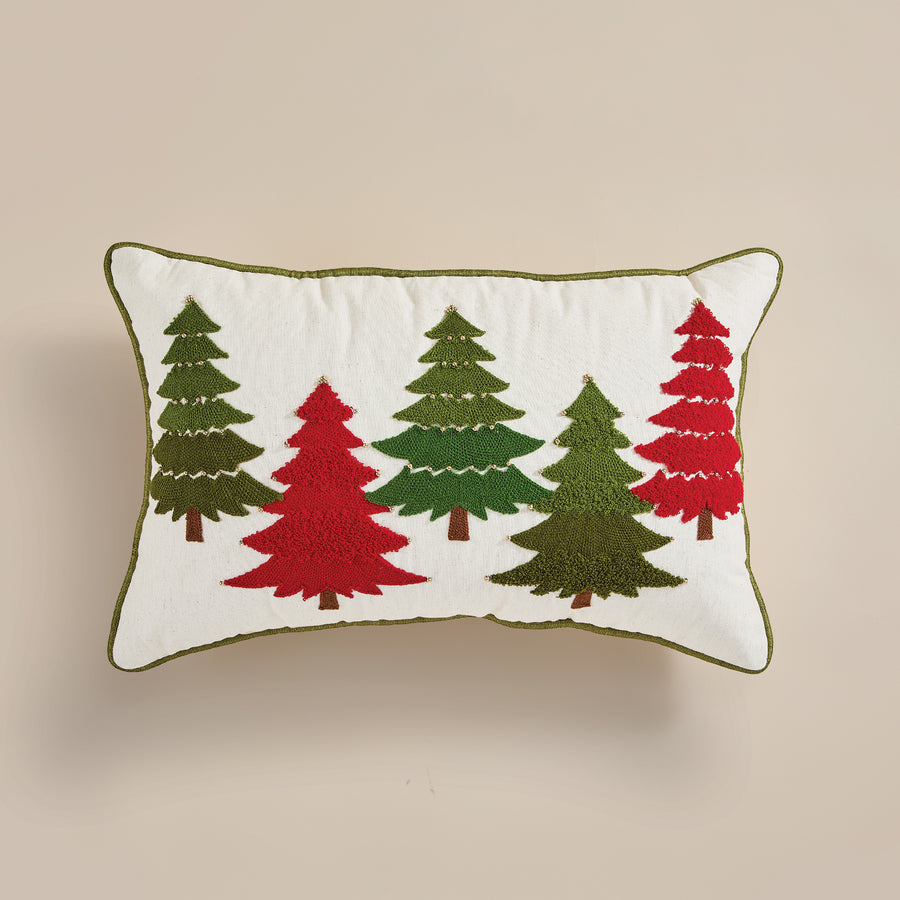 Embroidered Tree Forest Pillow