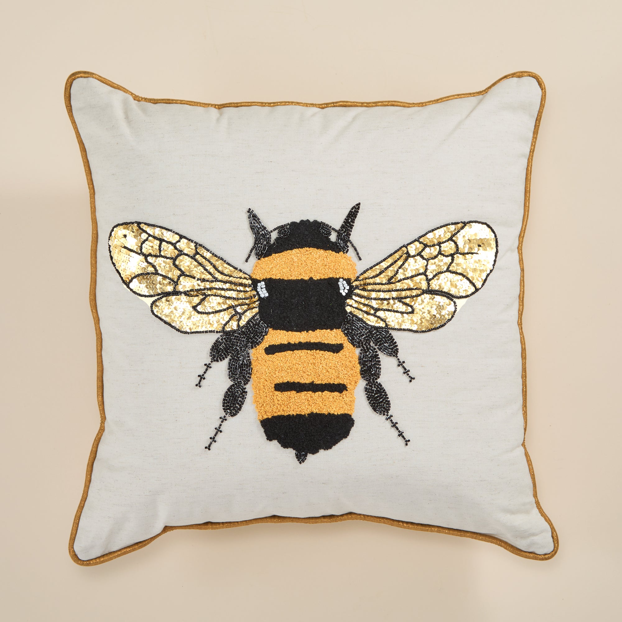 Embroidered Bee Pillow