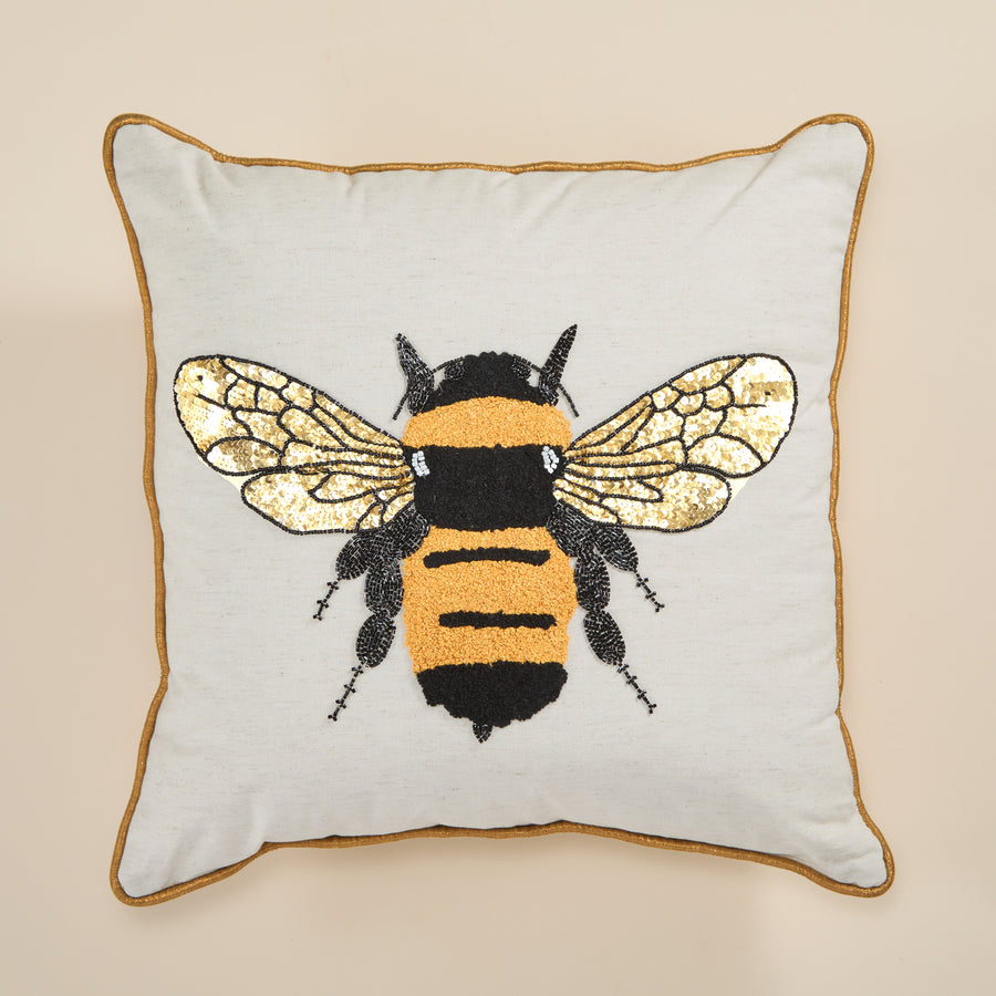 Embroidered Bee Pillow