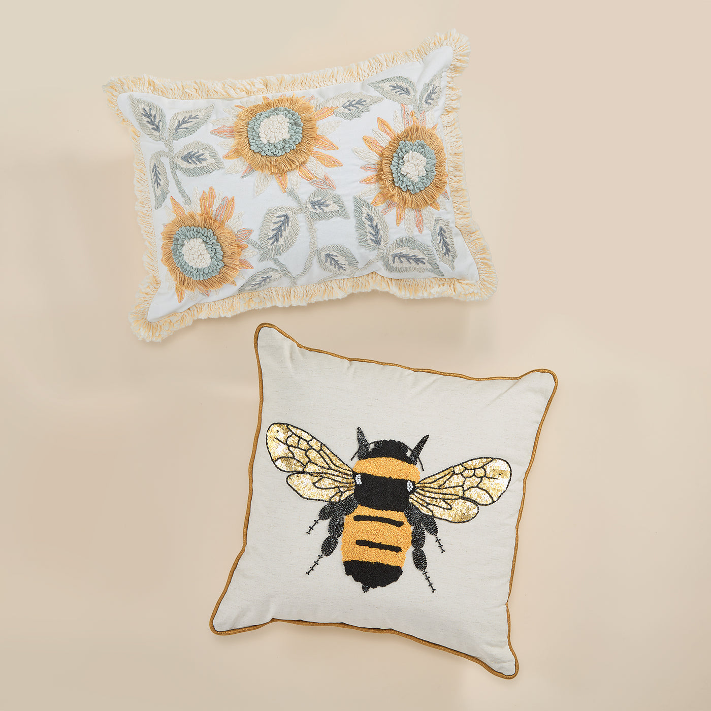 Embroidered Bee Pillow